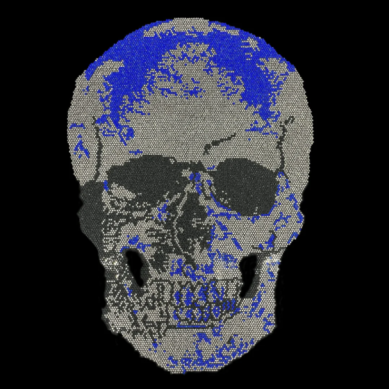 Blue Skull Rhinestone Heat Transfer Iron On Bling Crystal Patch Design